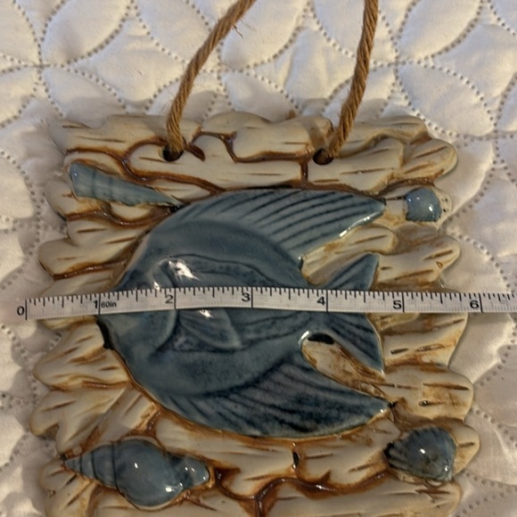 Ceramic Blue Angel Fish Wall Hanging 6” Square - Picture 4 of 4